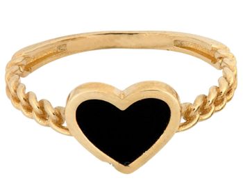 złoty pierścionek z sercem, pierścionek z onyksem, czarny onyks pierścionek, pierścionek damski złoty, pierścionek walentynkowy, biżuteria z motywem serca, kolekcja Amore, pierścionek na prezent2.jpg